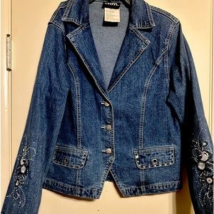 Fabulous Ethyl Embellished Denim Jean Jacket M